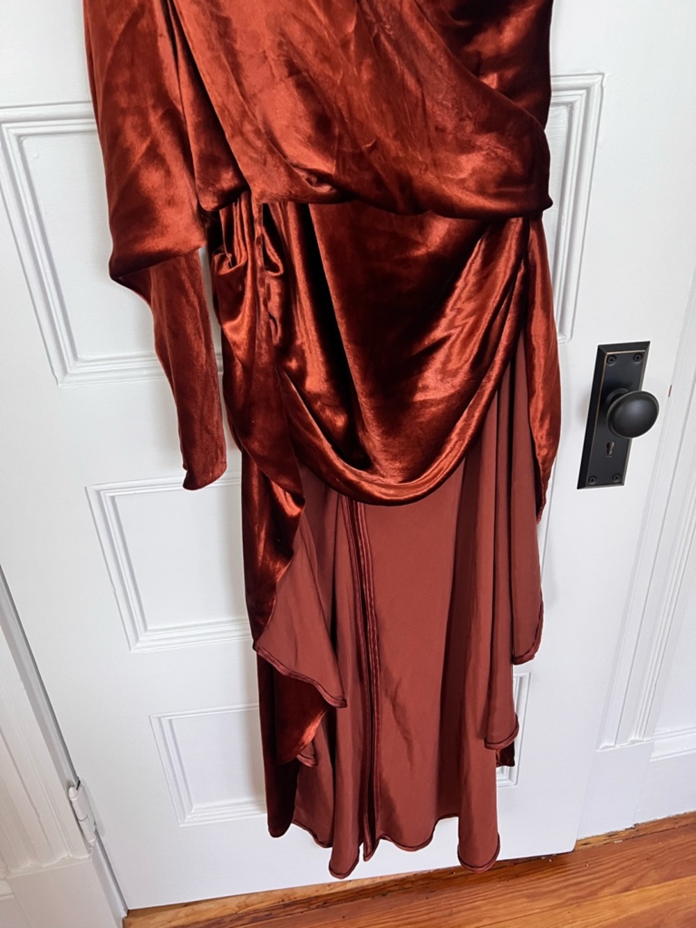 Zimmermann One-Shoulder Satin Dress in Rust - Picture 3 of 7